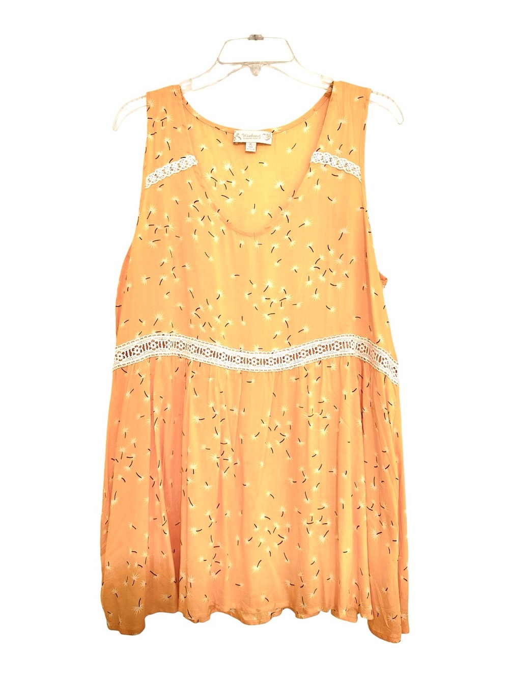Weekend by Suzanne Betro Yellow Sleeveless Top with Lace Detail